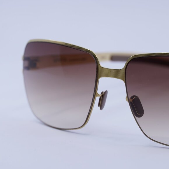 Mykita NO1 MAJA 006 Sunglasses Gold Rectangle Frame, Brown Gradient Lenses - Picture 7 of 9